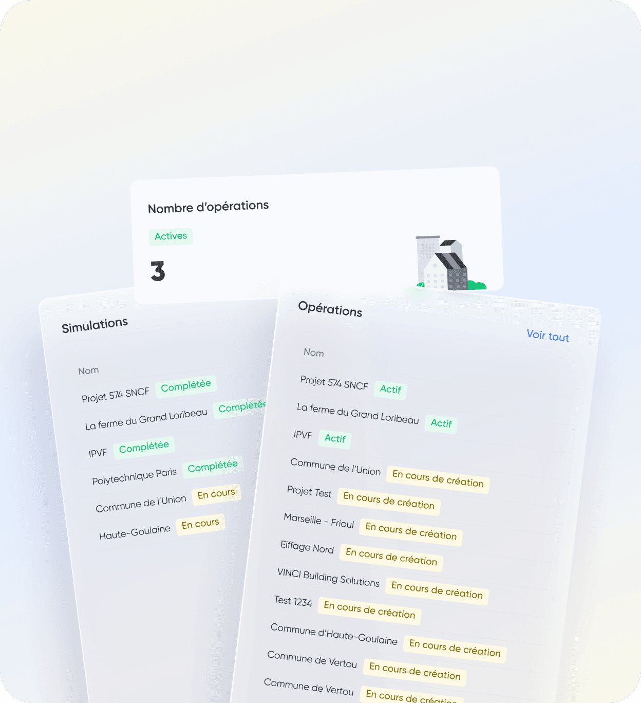Simulations, opération et nombre d'opérations